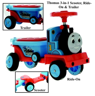 T.T. Thomas 3-in-1 Scooter, Ride-On & Trailer (NEW)